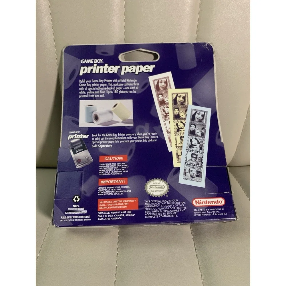 NEW Sealed Game boy Color‎ PRINTER PAPER 3 ROLLS refill carton box by Nintendo